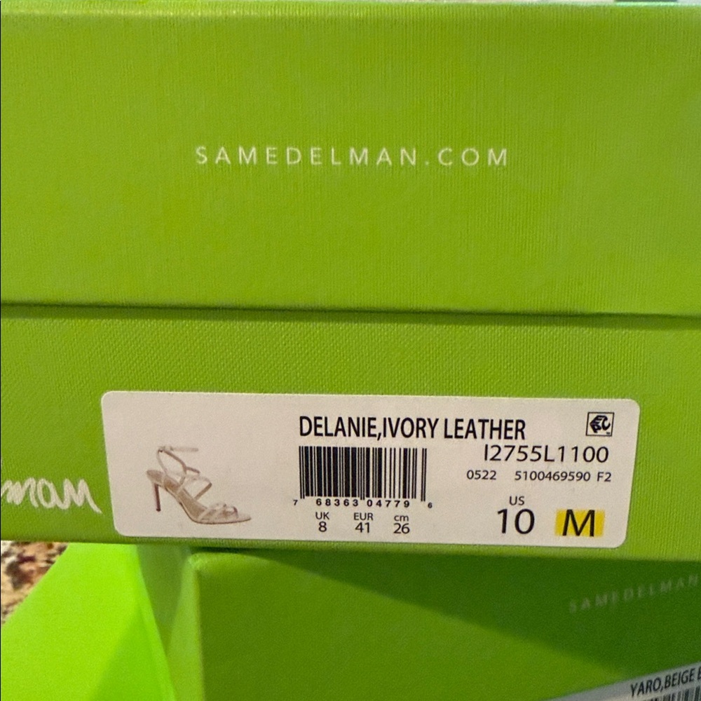 NIB Sam Edelman Delanie Ivory Leather Strappy Stiletto Heels Sandal Sz 10 *FLAW* - Picture 11 of 11